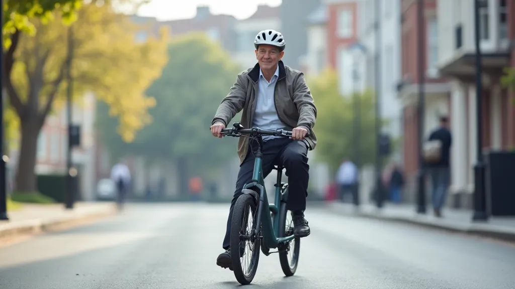 Senior on modern e-bike in Irish city
