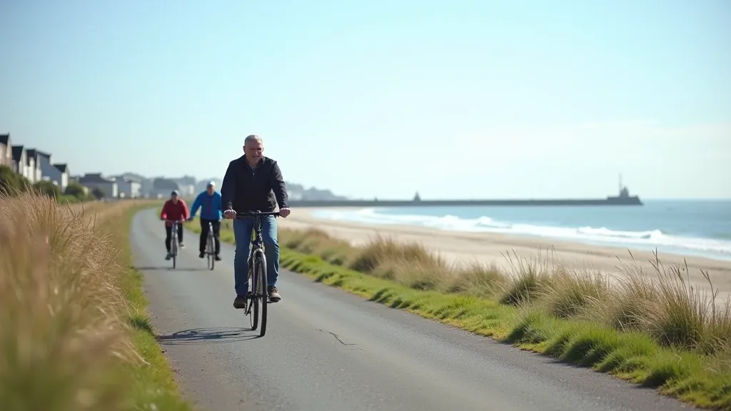 Beautiful Galway Salthill Promenade showing the coastal cycling route with ocean views and wide paths