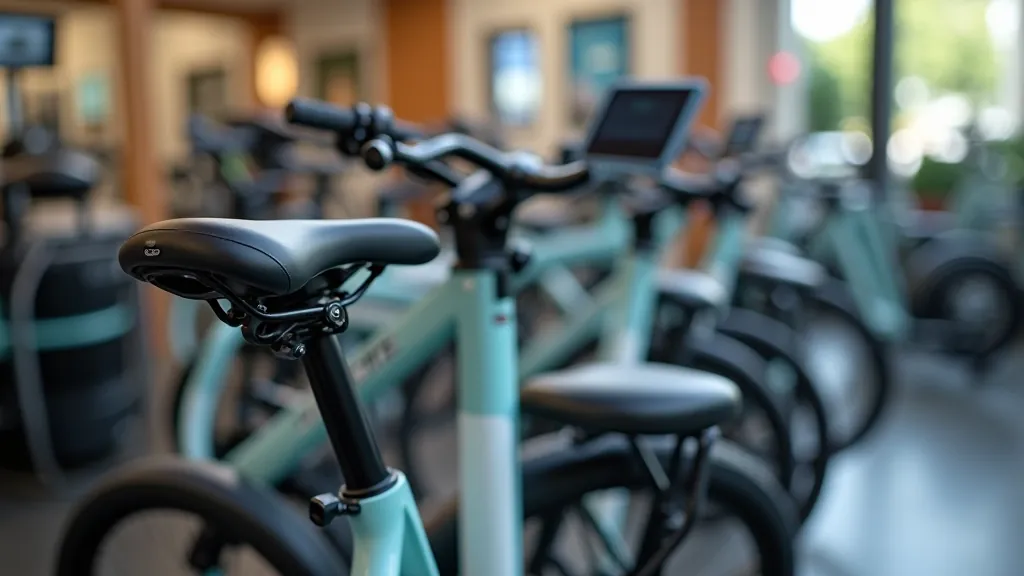 Modern electric bike displayed at rental station showing technology and design for senior-friendly urban cycling