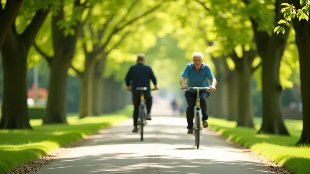 Wide view of St Stephen's Green showing the peaceful loop path with cyclists enjoying the route on a bright Dublin day